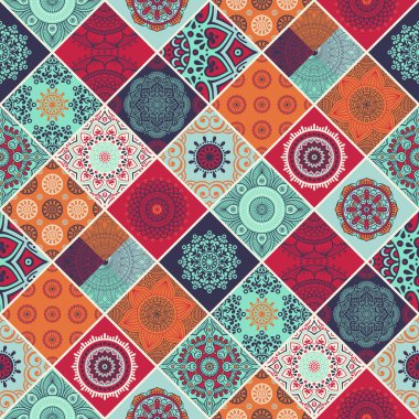 etnik çiçek seamless modeli