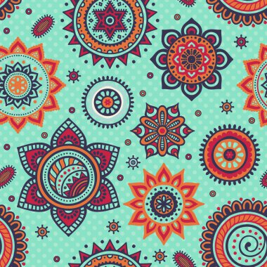 etnik çiçek seamless modeli