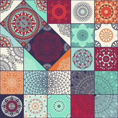 etnik çiçek seamless modeli