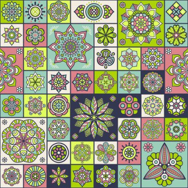 etnik çiçek seamless modeli