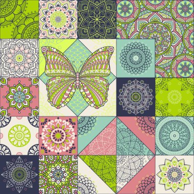 etnik çiçek seamless modeli