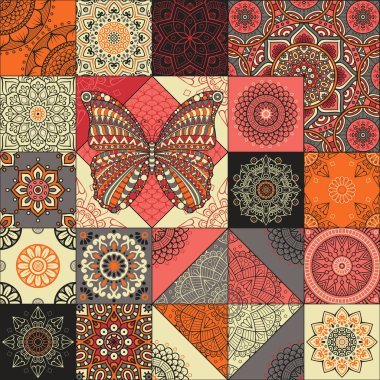 etnik çiçek seamless modeli