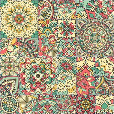 etnik çiçek seamless modeli