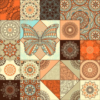 etnik çiçek seamless modeli