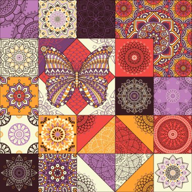 etnik çiçek seamless modeli