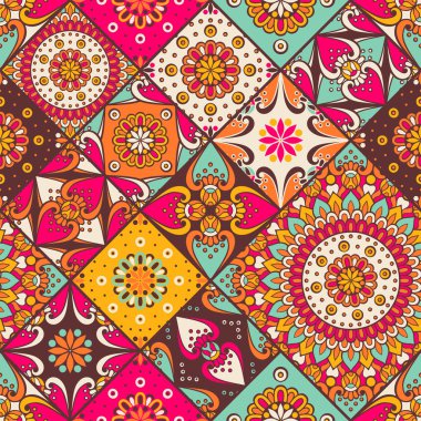 etnik çiçek seamless modeli