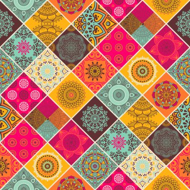 etnik çiçek seamless modeli