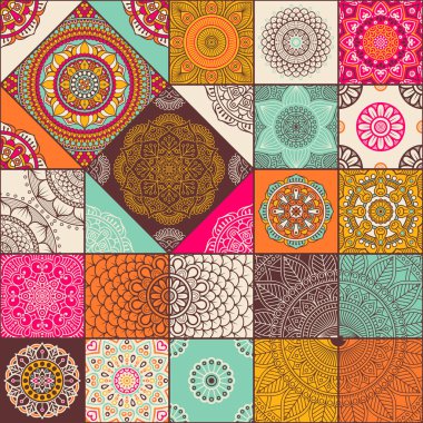 etnik çiçek seamless modeli