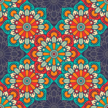 etnik çiçek seamless modeli