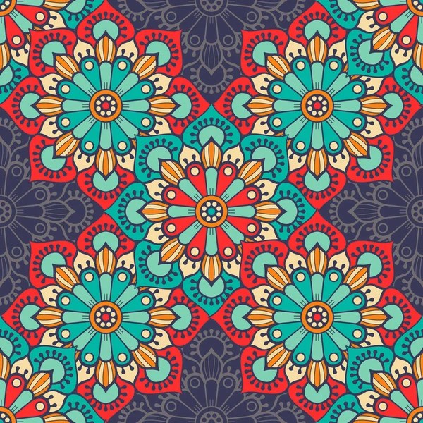 Ethnique floral motif sans couture — Image vectorielle