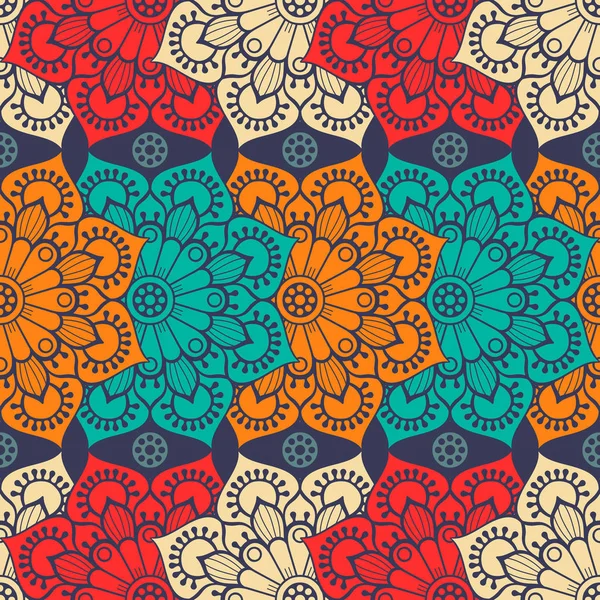 Ethnique floral motif sans couture — Image vectorielle