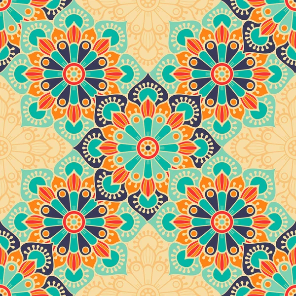 Patrón sin costura floral étnico — Vector de stock