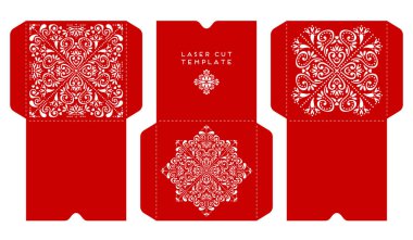 Vektör düğün kartı lazer kesim şablonu