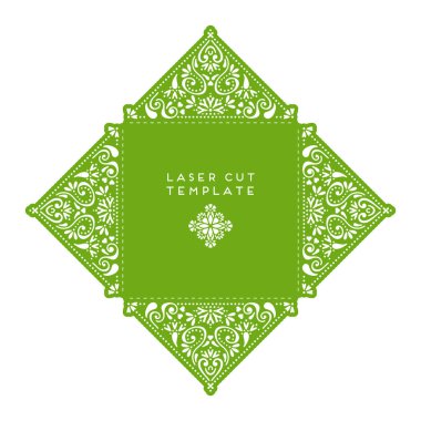 Vektör düğün kartı lazer kesim şablonu
