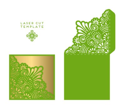 Vektör düğün kartı lazer kesim şablonu