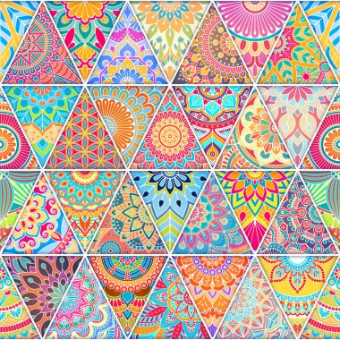 Mandalalar ile etnik çiçek seamless modeli