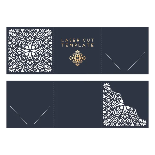 Vektor Hochzeitskarte lasergeschnittene Vorlage mit Mandala — Stockvektor