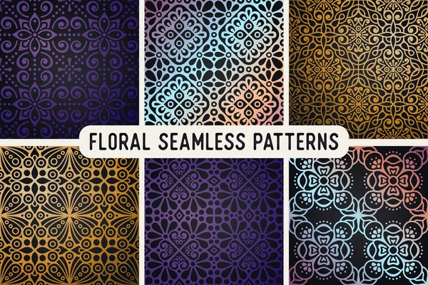 Ethnische florale nahtlose Muster mit Mandalas — Stockvektor