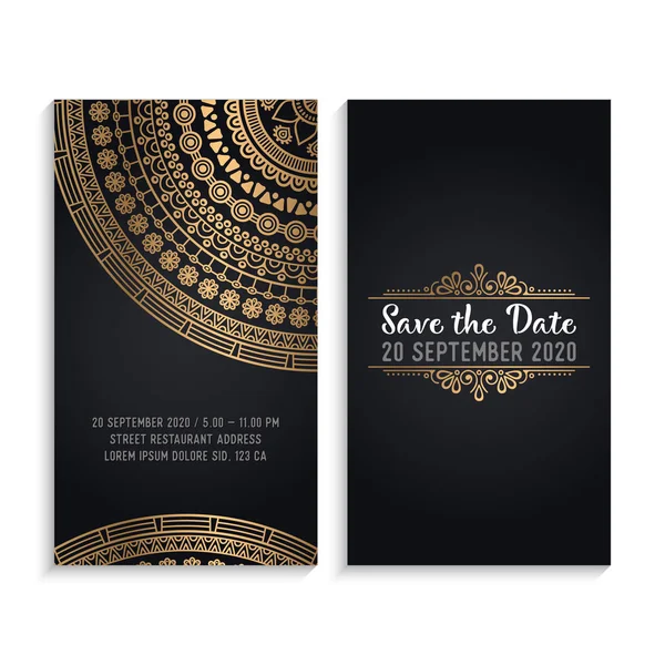 Vector luxury wedding invitation with mandala — Stock Vector
