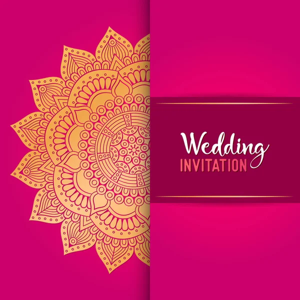 Invitation de mariage de luxe vectoriel avec mandala — Image vectorielle