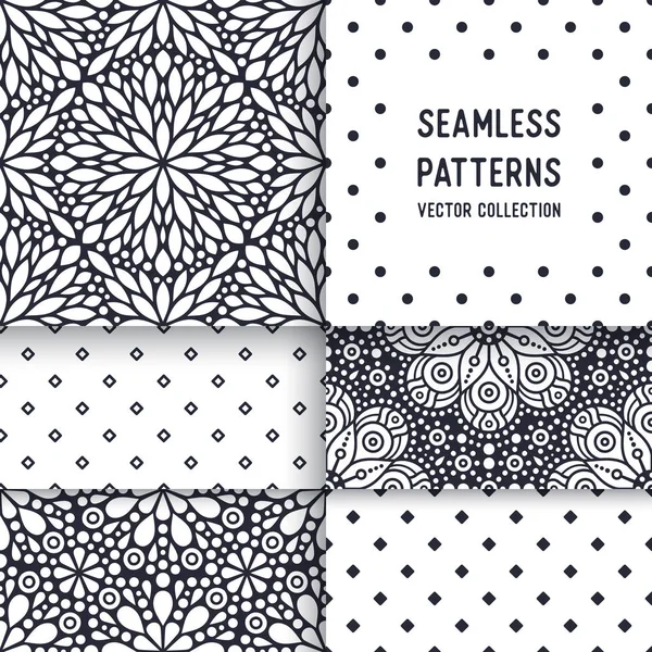 Motif floral ethnique sans couture avec mandalas — Image vectorielle