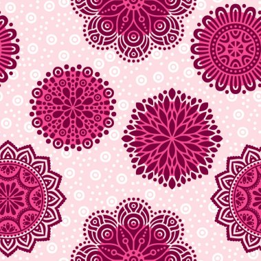 Mandalalar ile etnik çiçek seamless modeli