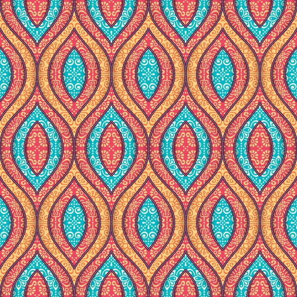 Motif floral ethnique sans couture avec mandalas — Image vectorielle