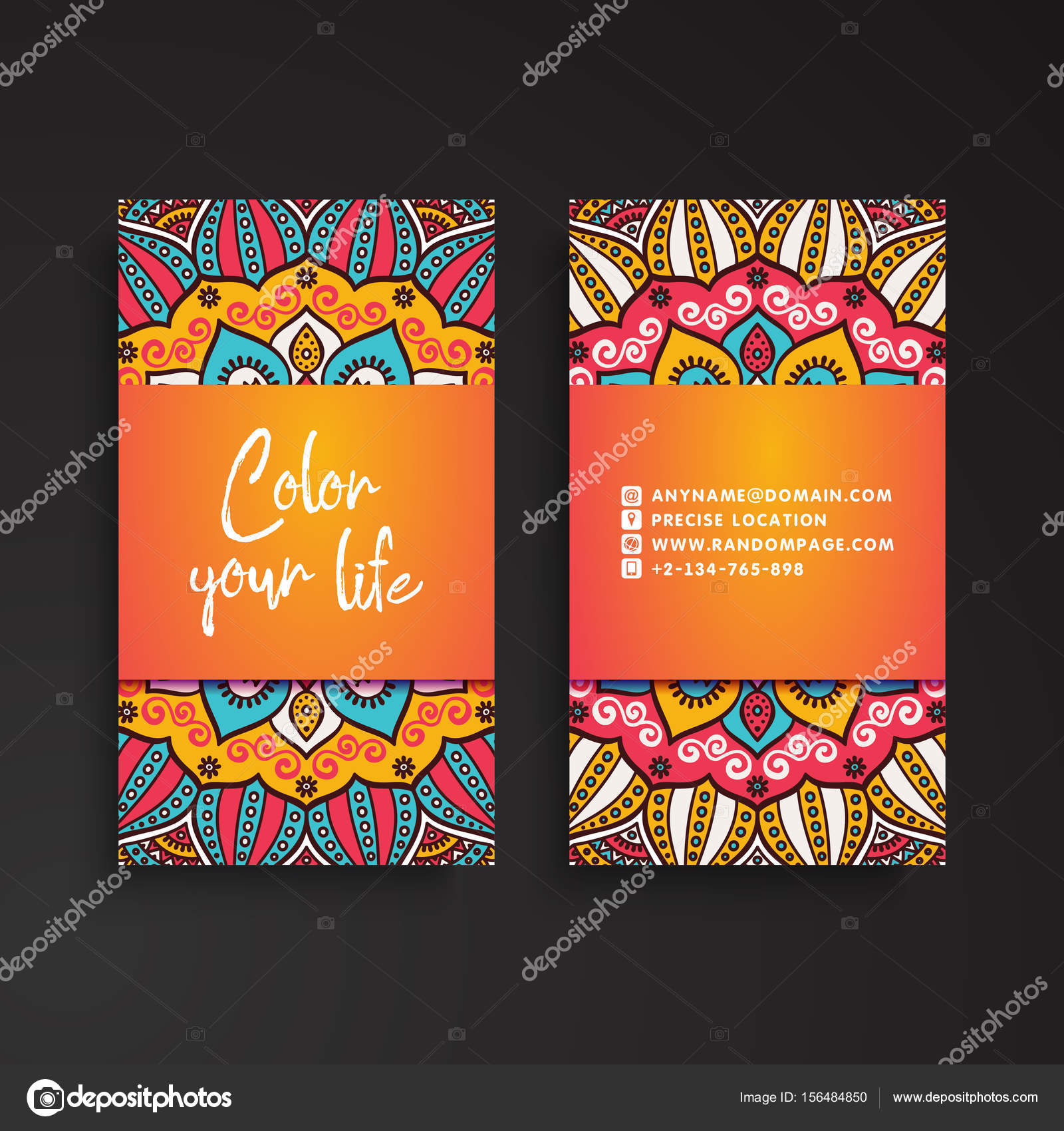 Business Card Vintage Decorative Elements Ornamental Floral