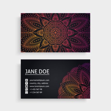 İş kartı Vintage dekoratif öğeler. Süs çiçek kartvizitler veya mandala davetle