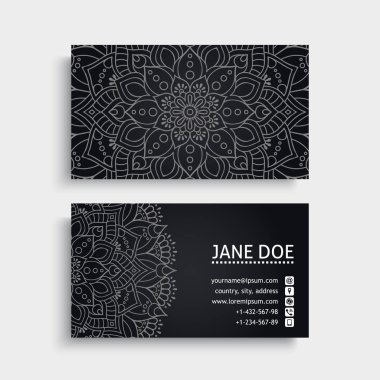 İş kartı Vintage dekoratif öğeler. Süs çiçek kartvizitler veya mandala davetle