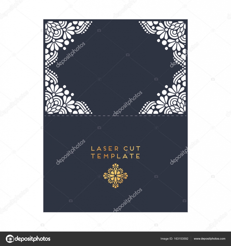 Vektor Lasergeschnittenes Hochzeit Karte Vorlage Vintage