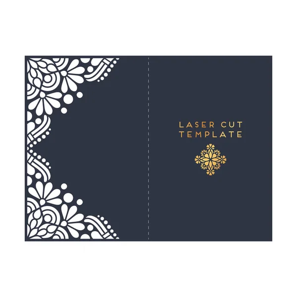 Векторний шаблон лазерного різання весільної листівки. Вінтажні декоративні елементи дизайн — стоковий вектор