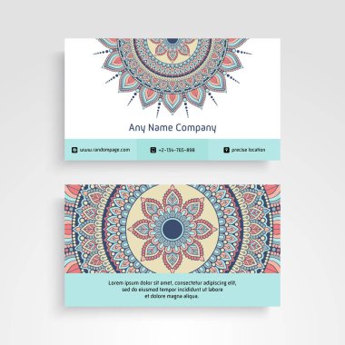 İş kartı Vintage dekoratif öğeler. Süs çiçek kartvizitler veya mandala davetle