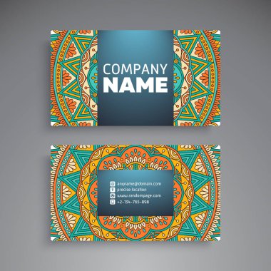 İş kartı Vintage dekoratif öğeler. Süs çiçek kartvizitler veya mandala davetle