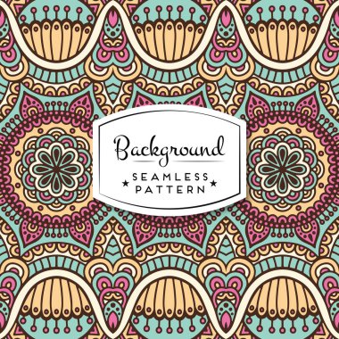 Mandalalar ile etnik çiçek seamless modeli