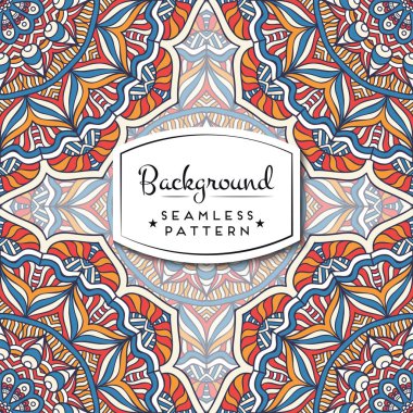 Mandalalar ile etnik çiçek seamless modeli