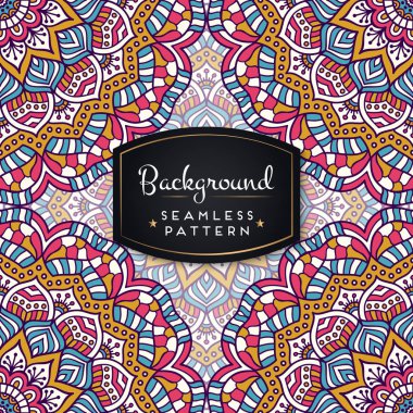 Mandalalar ile etnik çiçek seamless modeli