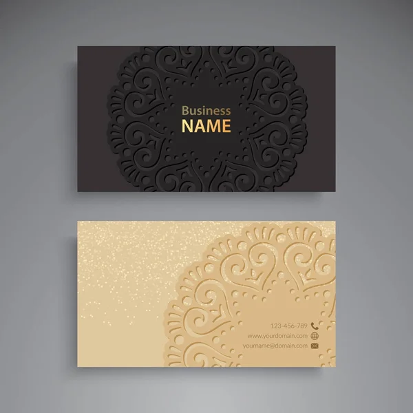 ビジネス カード ヴィンテージ装飾的な要素。観賞用の花名刺またはマンダラへの招待 — ストックベクタ