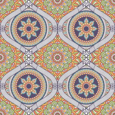Mandalalar ile etnik çiçek seamless modeli