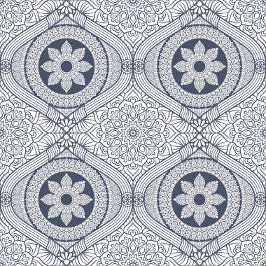 Mandalalar ile etnik çiçek seamless modeli