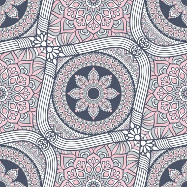 Mandalalar ile etnik çiçek seamless modeli