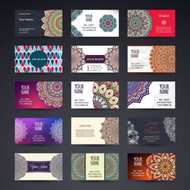 İş kartı Vintage dekoratif öğeler. Süs çiçek kartvizitler veya mandala davetle