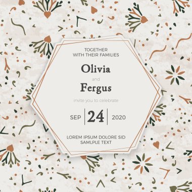 Vektör lüks düğün davetiyesi ile mandala