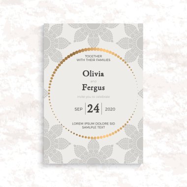 Vektör lüks düğün davetiyesi ile mandala