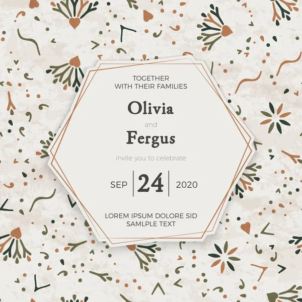 Vektör lüks düğün davetiyesi ile mandala