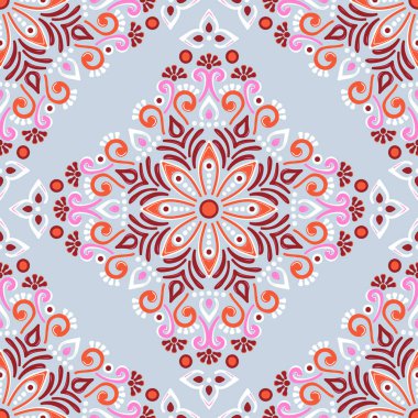 Mandalalar ile etnik çiçek seamless modeli