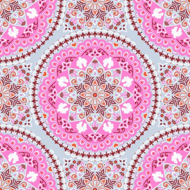 Mandalalar ile etnik çiçek seamless modeli