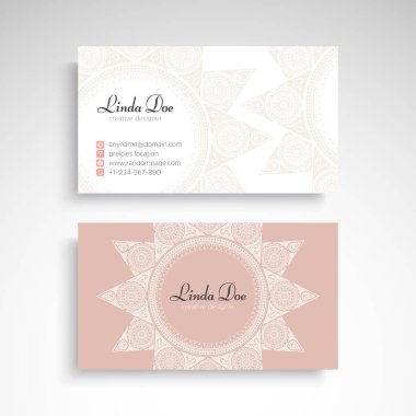 İş kartı Vintage dekoratif öğeler. Süs çiçek kartvizitler veya mandala davetle