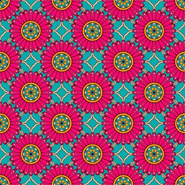 Mandalalar ile etnik çiçek seamless modeli