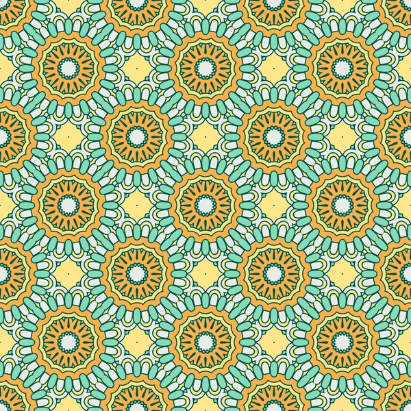 Motif floral ethnique sans couture avec mandalas — Image vectorielle